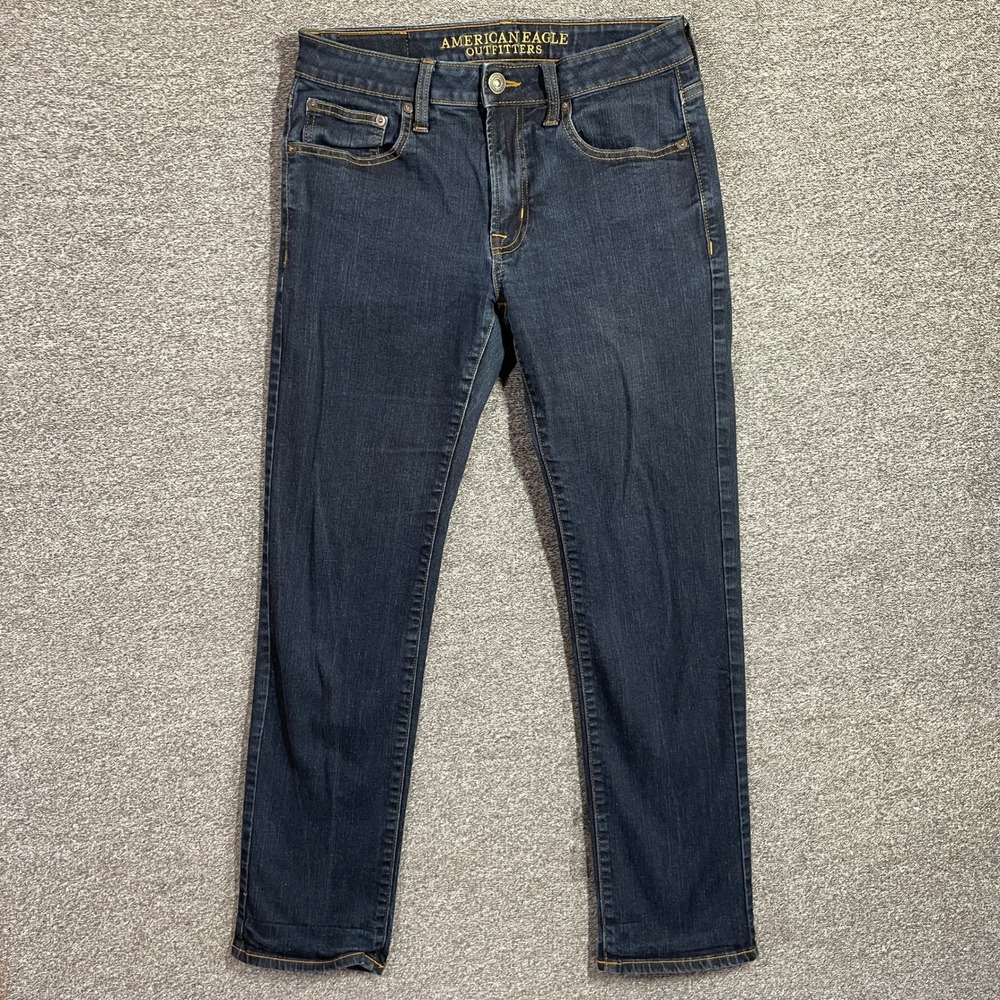 American Eagle Jeans Mens 31x32 Slim Straight Extreme Flex‎ Dark Wash Indigo